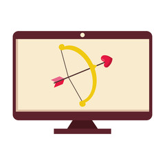 arch cupid in monitor isolated icon vector illustration design