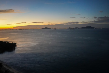 Fototapeta premium Beautiful aerial view of the sunrise in playa Bonita Panama