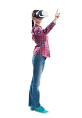 Lady using virtual reality glasses