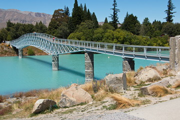 Footbridge in Tekapo on South Island of New Zealand