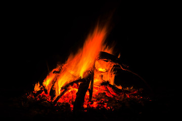 Beautiful Fire Pit with big red flames 