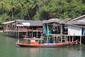 Fishing village at Ban Ao Kram , Chumphon province in Thailand.