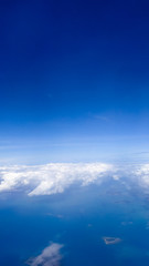 Fototapeta na wymiar View Riau Islands (Kepulauan Riau) from above and the plane window