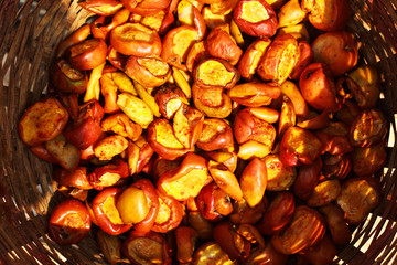 Ripe Plums are in the basket