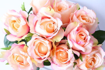 Obraz na płótnie Canvas Bouquet of beautiful roses on white background
