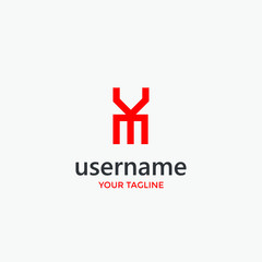 Fototapeta premium minimalist letter YM MY logo design template
