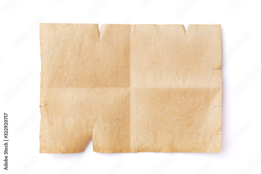 Canvas Prints horizontally oriented sheet of old ancient vintage paper with two fold lines. vintage letter templat