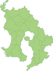 鹿児島県の地図_市町村ごとに色を変えられます