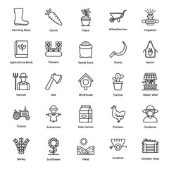 Pack Of Farming Line Icons