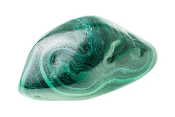 rolled malachite gemstone cutout on white