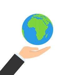 Earth in hand isolated symbol. 22 april vector illustraion