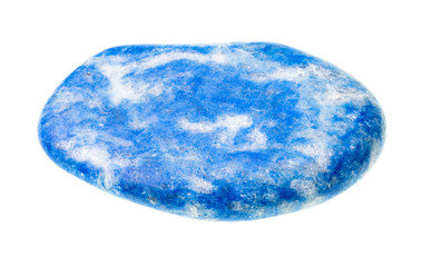 polished lazurite (lapis) gemstone cutout on white