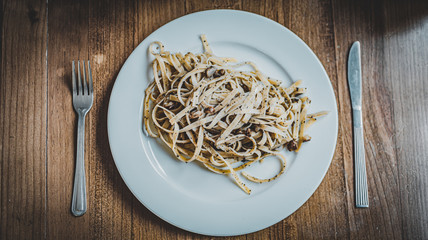 Italian spaghetti on the table 
