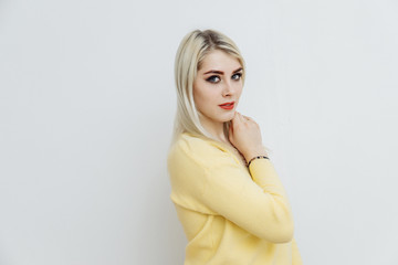 Young woman posing after eyebrows permanent makeup