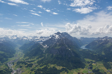 Fototapeta premium view from Schilt mountain on glarnerland valley and mountains