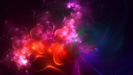 3D rendering abstract red fractal light background