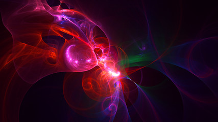 3D rendering abstract red fractal light background