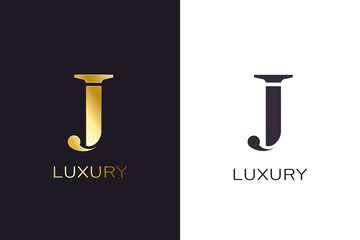 J gold styled letter monogram. Luxury style