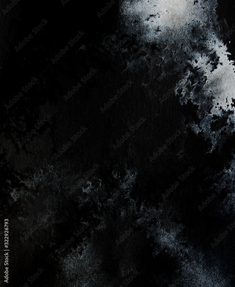 Poster abstract splashes on black background. monochrome image.
