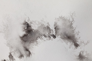 Fototapeta premium abstract black splashes on white watercolor paper. monochrome image.