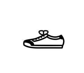 A sneaker or sporting shoe in black and white as a vector isolated, for sign, logo, apps or website