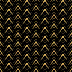Art deco dark gold linear geometric seamless scale pattern luxury style.