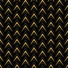 Wall murals Black and Gold Art deco dark gold linear geometric seamless scale pattern luxury style.