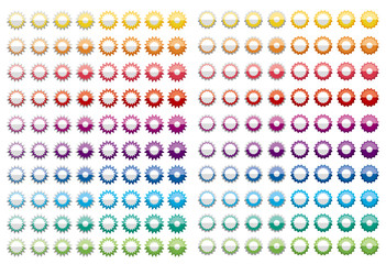 Star button icon in half-folded form.Star button icons of various colors.