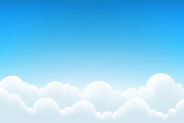Sky background and white clouds. Vector Illustration.