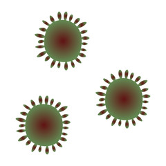 Coronavirus. Bacteria, microbe, pathogen. Vector illustration. Virus on an isolated background. The spread of a dangerous infection. COVID-19. Flat style. A dangerous disease that led to a pandemic. 