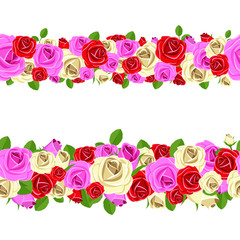 Seamless flower garland vector design illustration isolated on white background