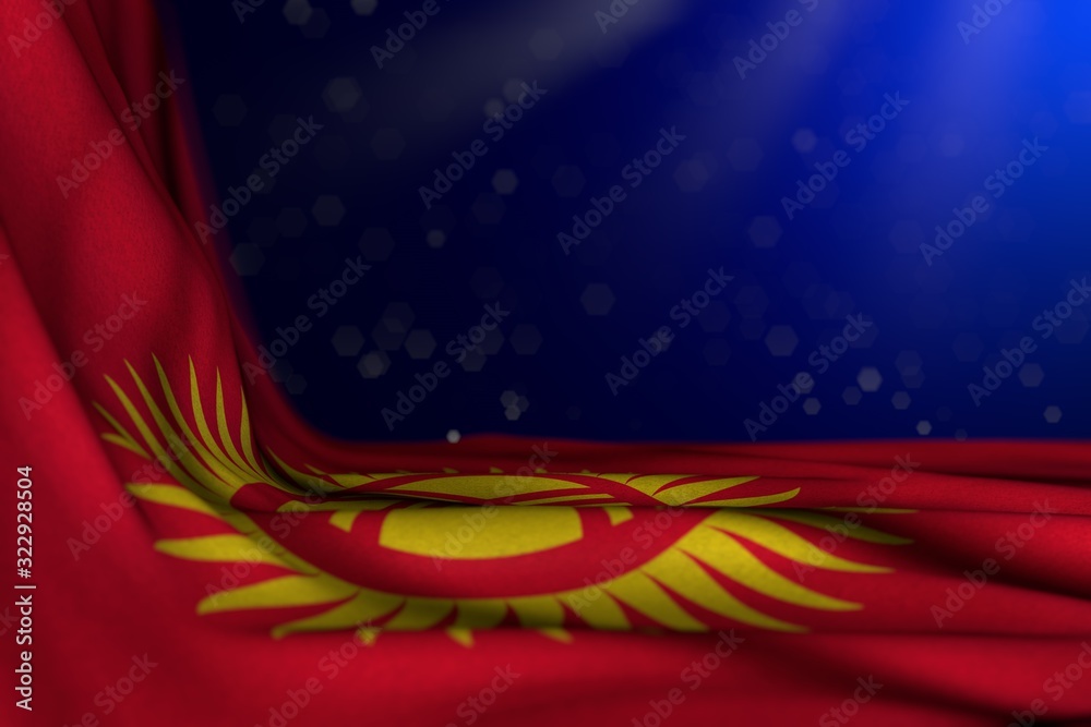 Wall mural wonderful any occasion flag 3d illustration. - dark photo of kyrgyzstan flag lying flat in corner on