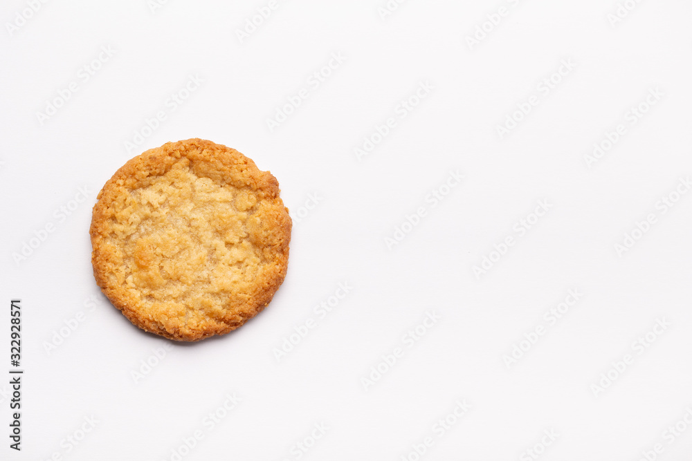 Wall mural Oatmeal cookies on a white background, food