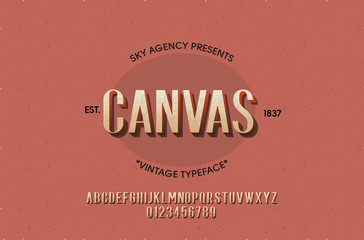 Vintage style font and alphabet for different designs. Canvas typeface