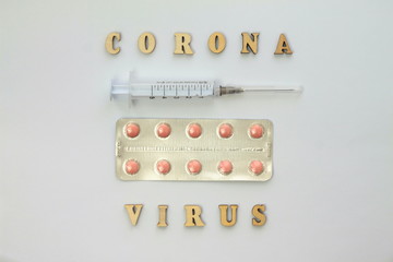 Word coronovirus in wooden letters. Global healthcare concept pandemic virus infection from Wuhan, China. Novel Coronavirus outbreak