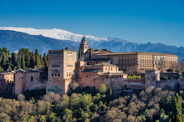 Fototapeta na wymiar View of Alhambra Palace in Granada, Spain in Europe
