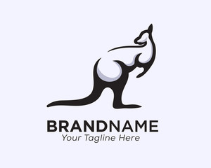 Stand kangaroo look back logo design inspiration