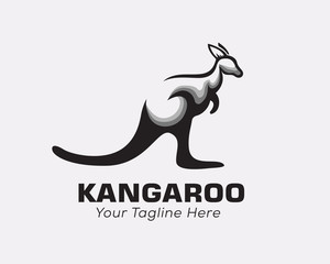 Stand kangaroo look front logo design inspiration