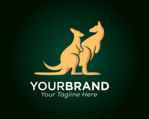 Two kangaroo art logo design inspiration