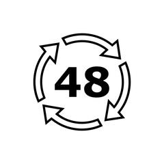 48 hours icon on white background, flat style 48 hours sign