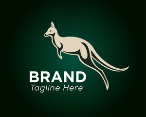 Obraz premium Jump kangaroo art on green background logo design inspiration