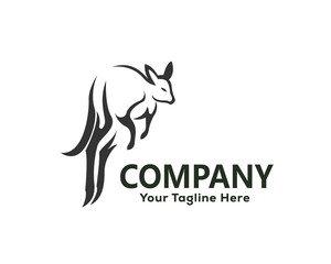 Jump Art kangaroo view face logo design inspiration