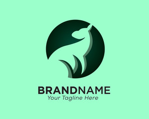 kangaroo on circle with negative space logo design inspiration