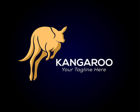 Jump kangaroo look face logo design inspiration