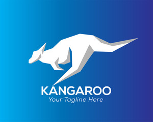 White kangaroo on blue background logo design inspiration