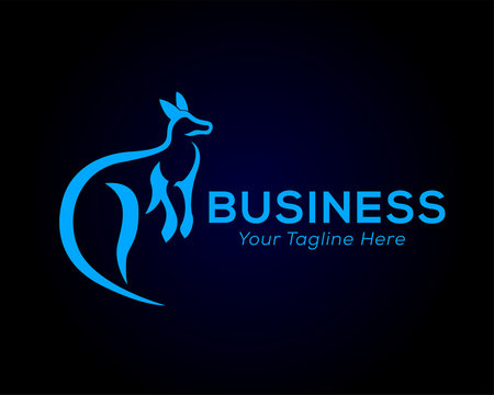 stand Blue kangaroo logo design inspiration