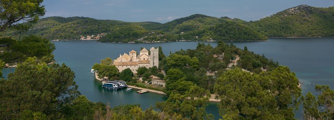 Bendectine Monastery, St Mary island, Mljet, Croatia, panorama