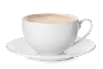 Cup of tasty coffee isolated on white
