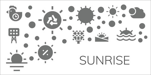 Modern Simple Set of sunrise Vector filled Icons