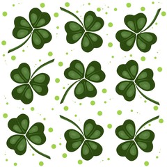 Clover trefoil white background. Isolated green leaves - elegant decor for wrapping paper for St. Patricks Day. Bright pages for a diary, notebook or scrapbooking.